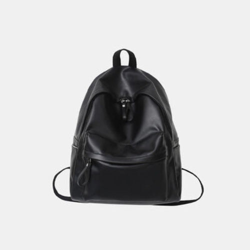 Stylish PU Leather Zip Backpack for Everyday Use