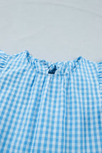 Gingham Knot Back Ruffle Short Sleeve Maxi Dress