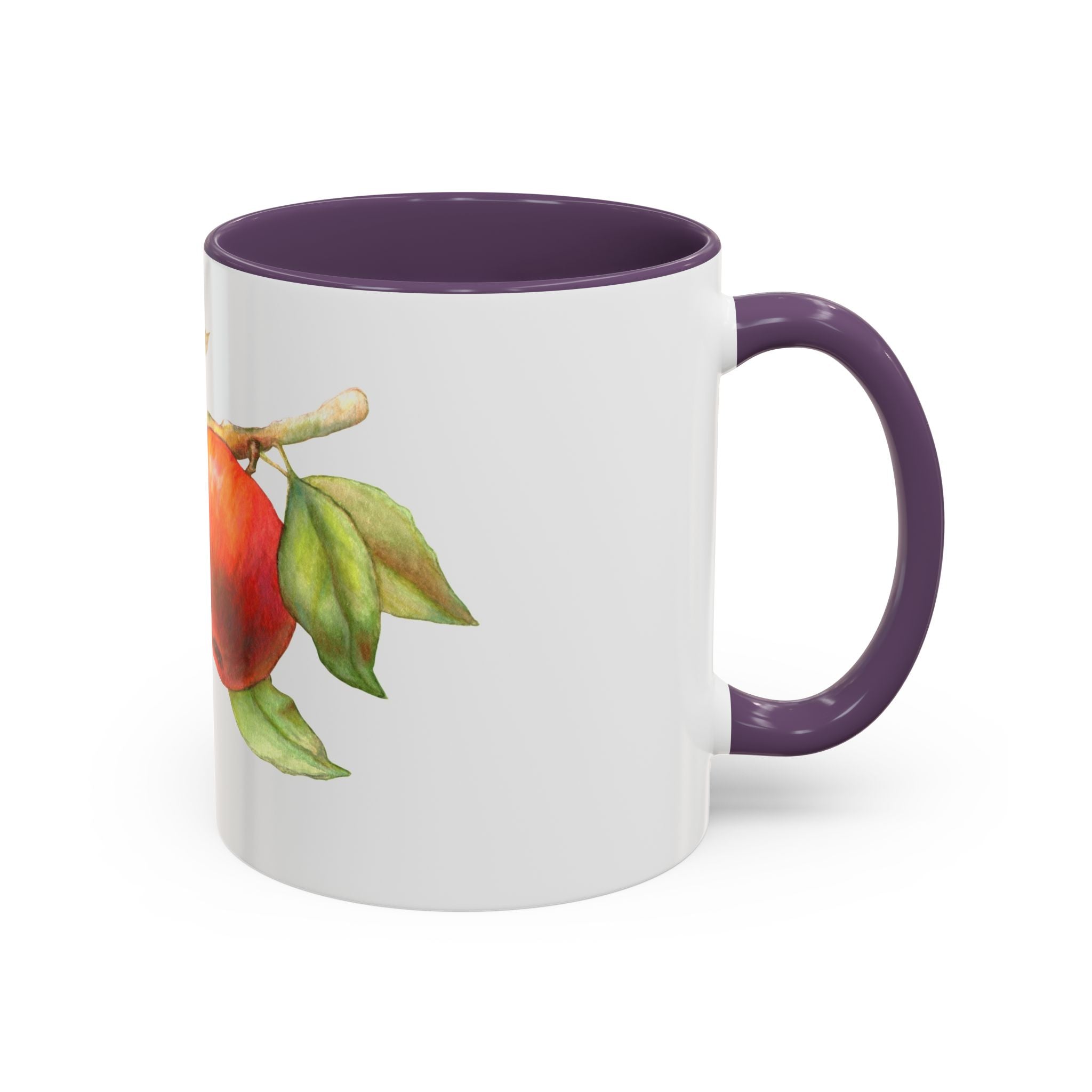 Apple Branch Accent Coffee Mug — Watercolor Fruit Kitchen Mug (11/15oz)