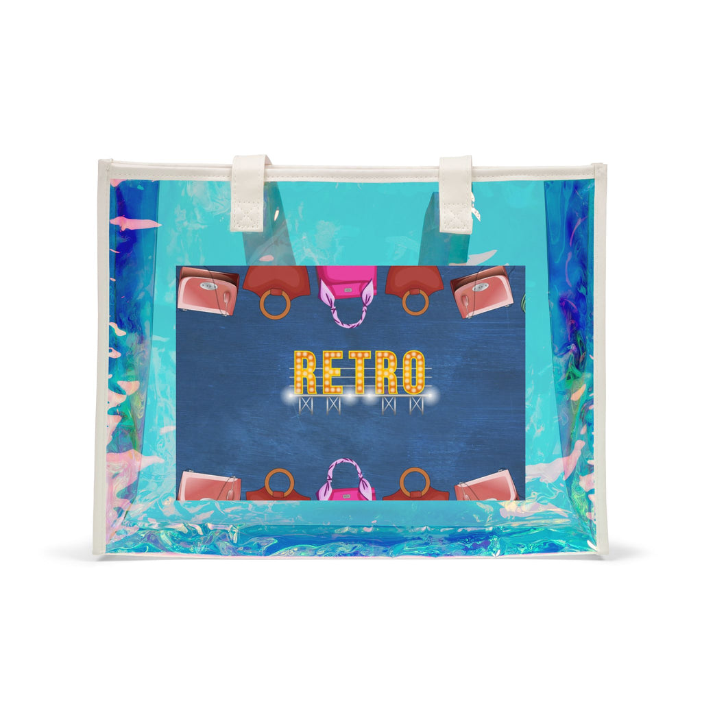 Holographic Beach Tote Bag — Retro Seaside Clear Carryall