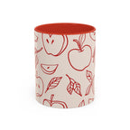 Apple Doodle Accent Coffee Mug — Red Apple Pattern Ceramic Mug (11/15oz)