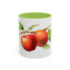 Apple Branch Accent Coffee Mug — Watercolor Fruit Kitchen Mug (11/15oz)