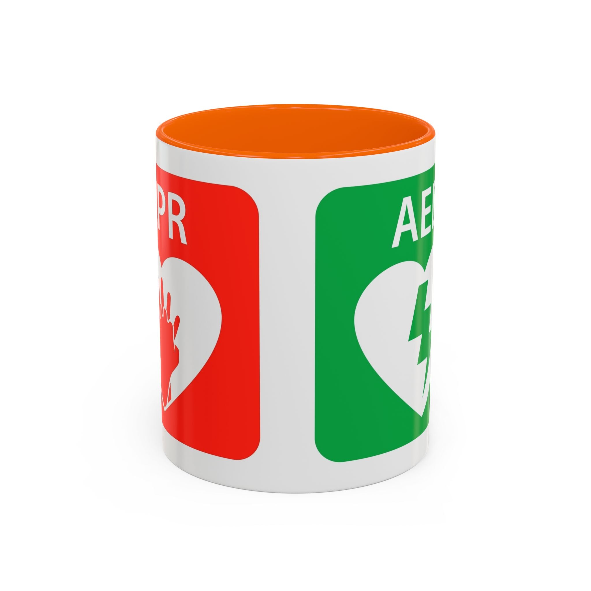AED Heart Logo Accent Coffee Mug — CPR & Defibrillator Awareness Gift (11/15oz)