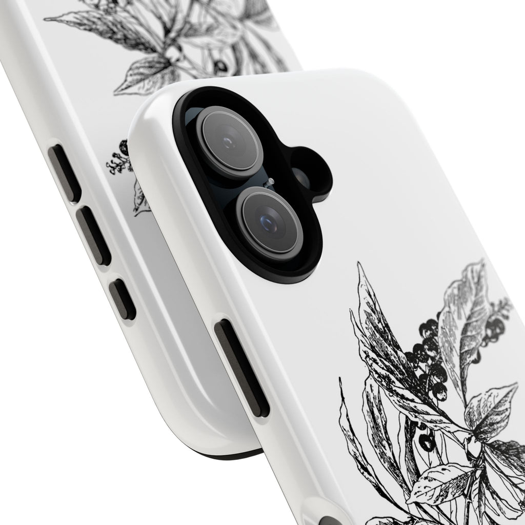 Botanical Sketch Phone Case – Black Ink Herb Illustration Tough Case