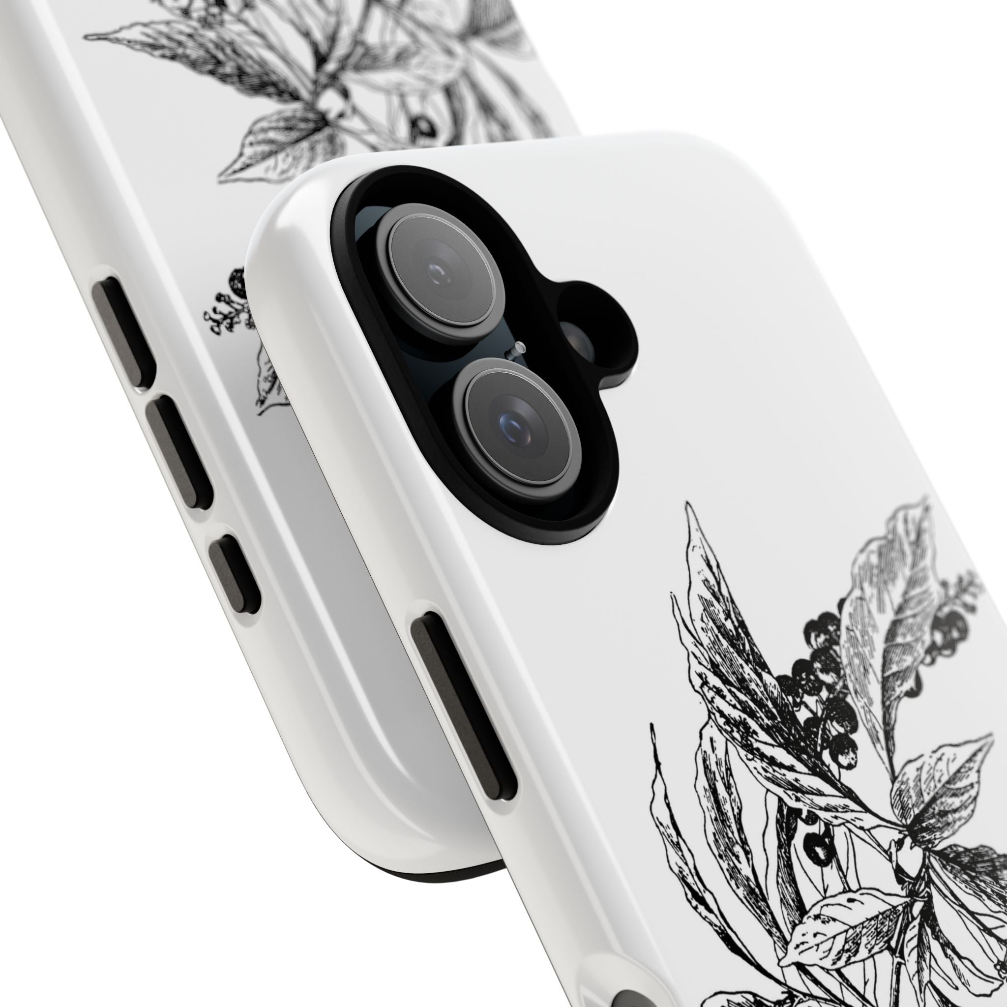 Botanical Sketch Phone Case – Black Ink Herb Illustration Tough Case