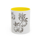 Botanical Apple Accent Coffee Mug — Vintage Fruit Sketch Ceramic Mug (11/15 oz)