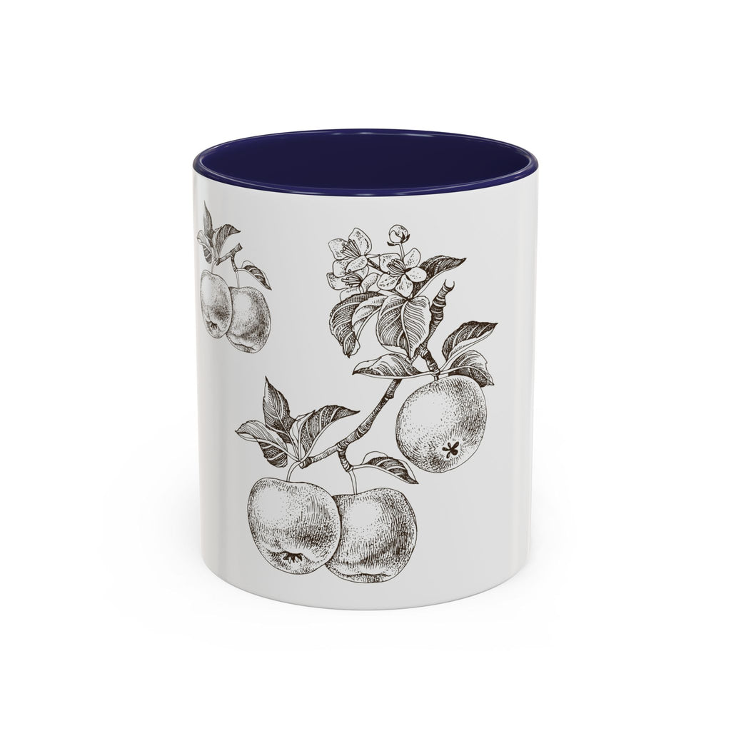 Botanical Apple Accent Coffee Mug — Vintage Fruit Sketch Ceramic Mug (11/15 oz)