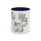Botanical Apple Accent Coffee Mug — Vintage Fruit Sketch Ceramic Mug (11/15 oz)