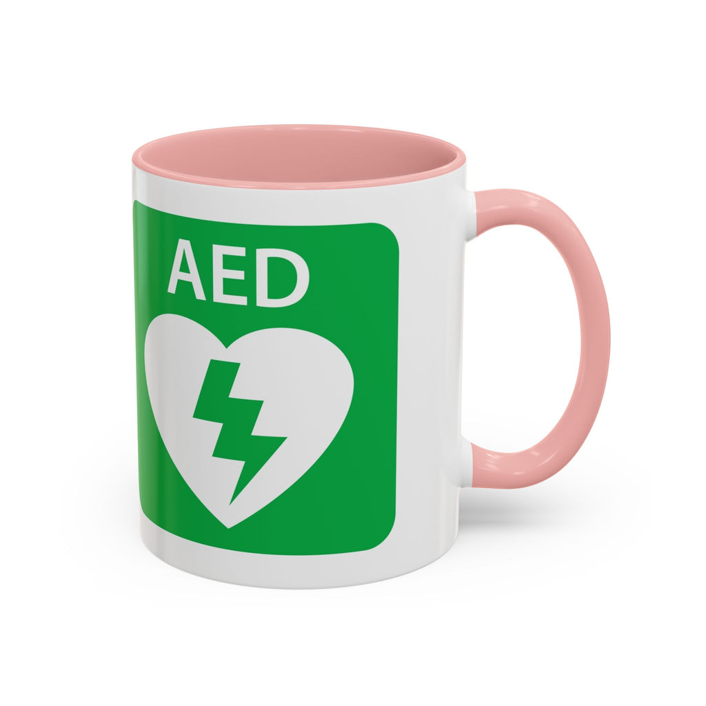AED Heart Logo Accent Coffee Mug — CPR & Defibrillator Awareness Gift (11/15oz)