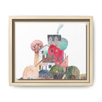 Whimsical Village Matte Canvas Framed Art