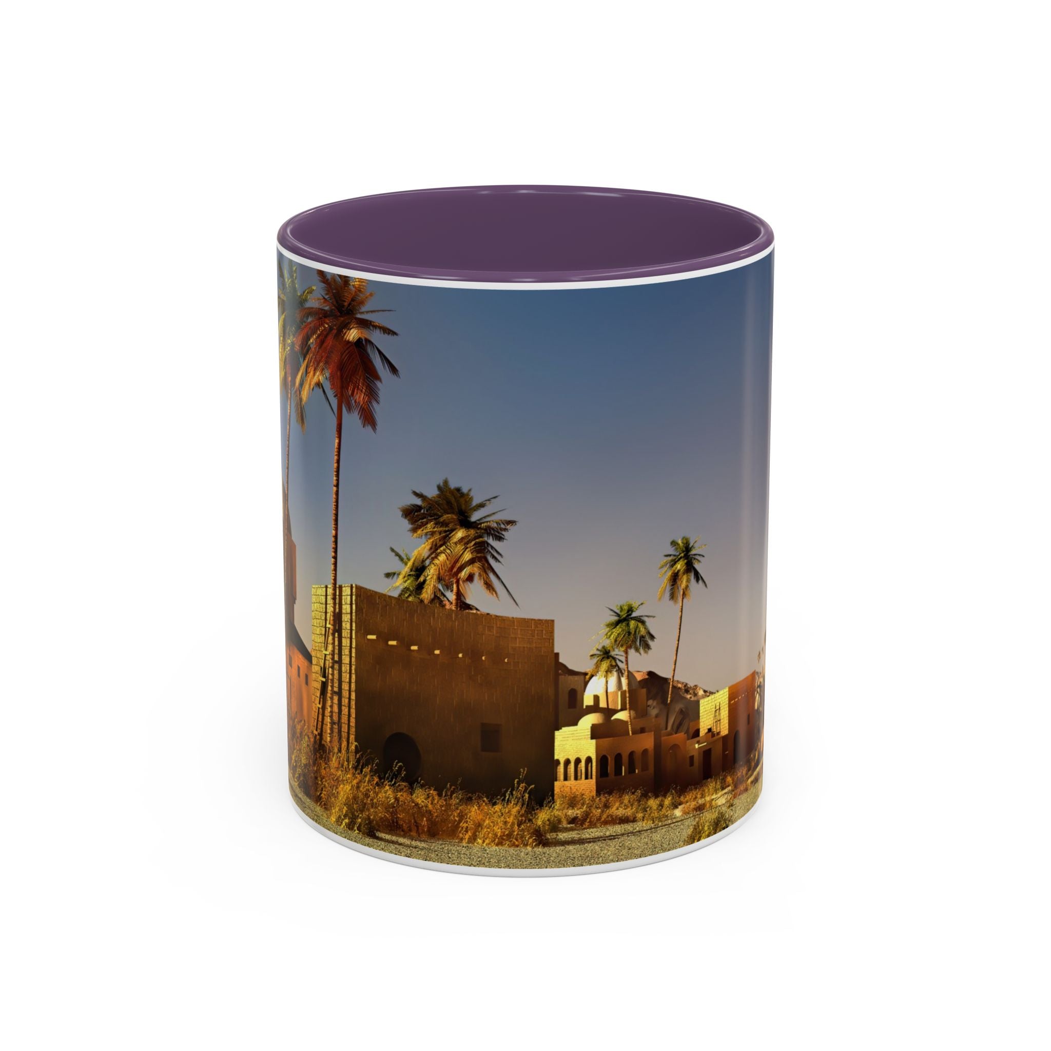 Desert Oasis Accent Coffee Mug – Palm Trees & Sunset Scenic Ceramic Mug (11/15oz)