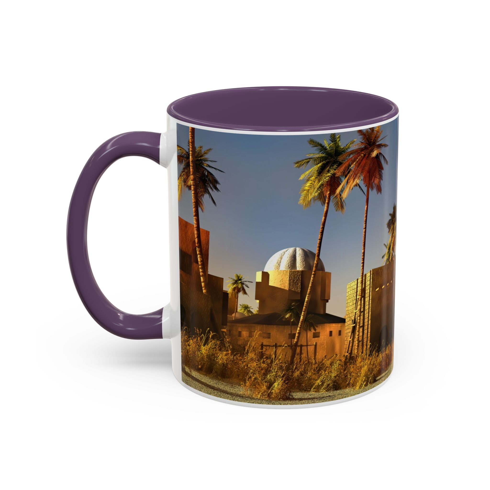 Desert Oasis Accent Coffee Mug – Palm Trees & Sunset Scenic Ceramic Mug (11/15oz)