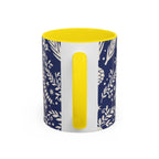 Nordic Reindeer Pattern Accent Coffee Mug — Blue Holiday Tea Cup (11/15oz)