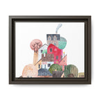 Whimsical Village Matte Canvas Framed Art