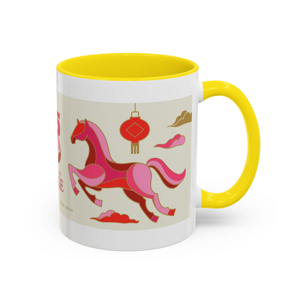 Year of the Horse Accent Coffee Mug — Chinese New Year Lucky Horse Design (11/15oz)