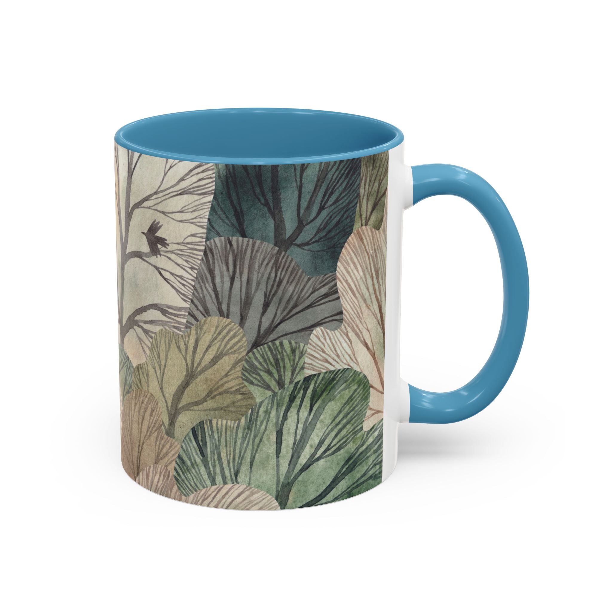 Botanical Woodland Coffee Mug — Earthy Leaf Pattern Accent Mug (11/15oz)
