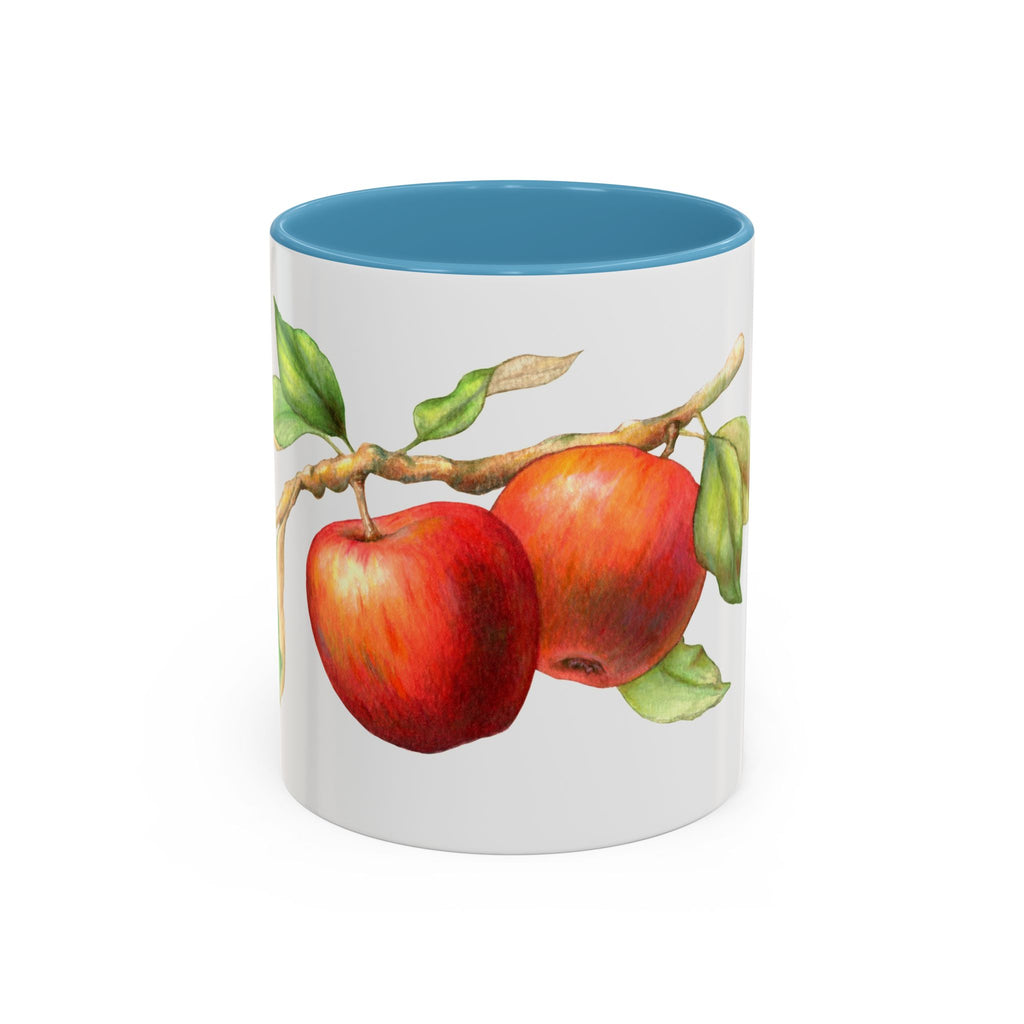 Apple Branch Accent Coffee Mug — Watercolor Fruit Kitchen Mug (11/15oz)