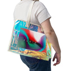 Holographic Beach Tote Bag – 'FLUID' Iridescent Clear Beach Bag