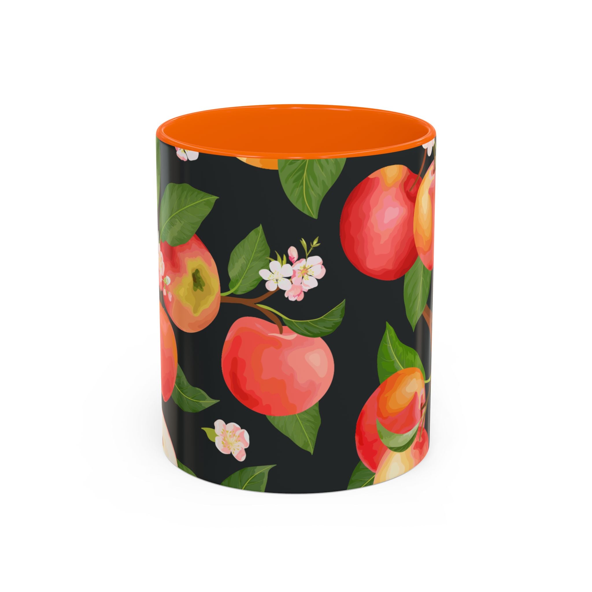 Apple Blossom Accent Coffee Mug – Floral Fruit Ceramic Mug (11/15oz)