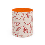 Apple Doodle Accent Coffee Mug — Red Apple Pattern Ceramic Mug (11/15oz)