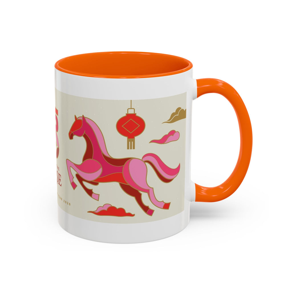 Year of the Horse Accent Coffee Mug — Chinese New Year Lucky Horse Design (11/15oz)