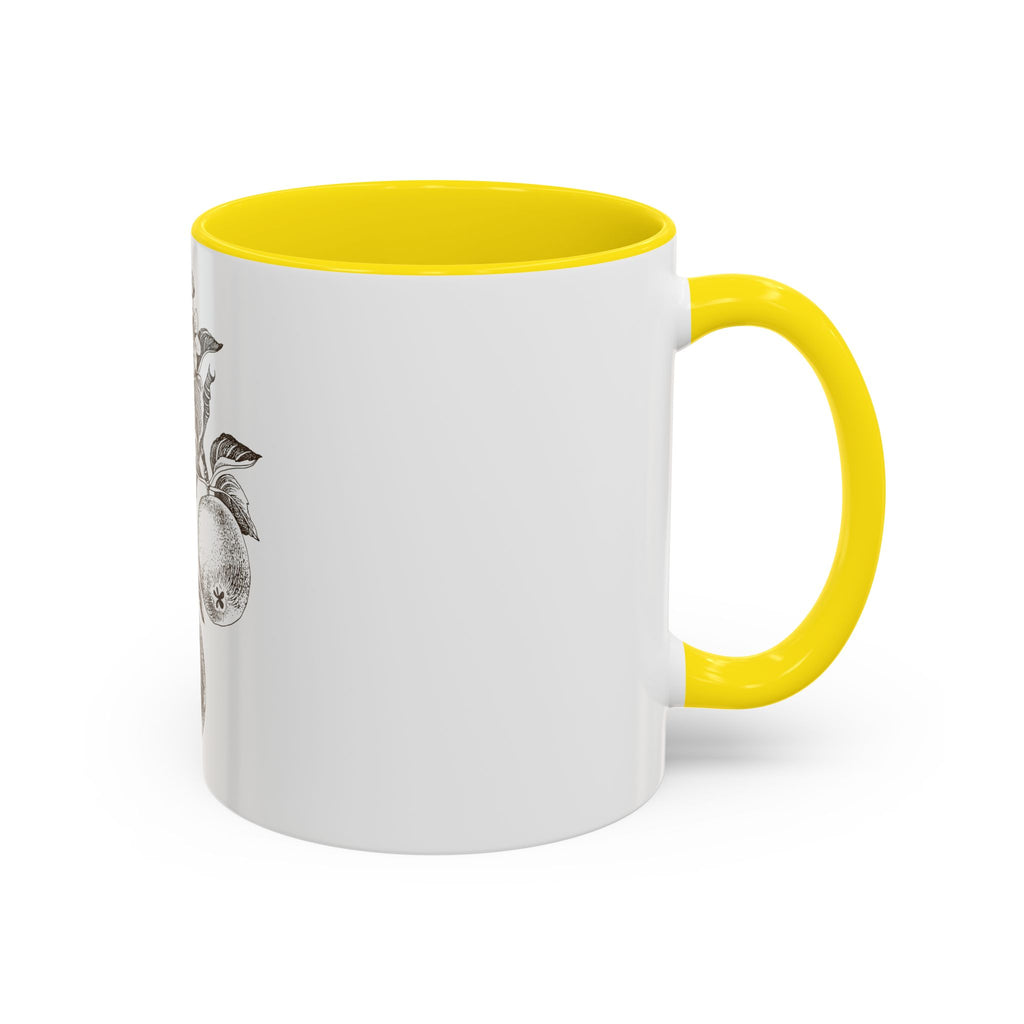 Botanical Apple Accent Coffee Mug — Vintage Fruit Sketch Ceramic Mug (11/15 oz)