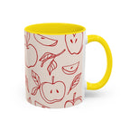 Apple Doodle Accent Coffee Mug — Red Apple Pattern Ceramic Mug (11/15oz)