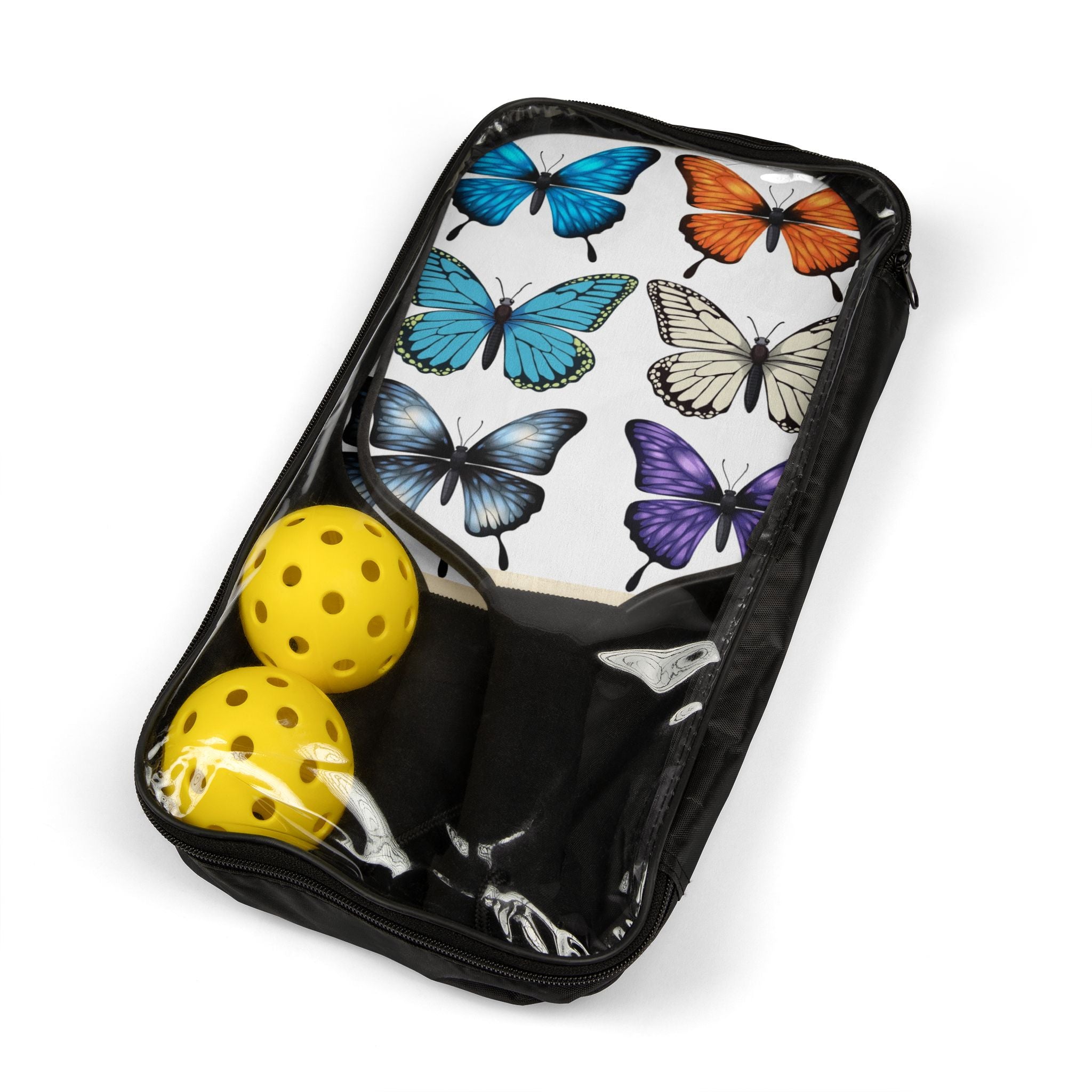 Butterfly Pickleball Paddles Set — Colorful Floral Design Kit (2 Paddles + Balls)
