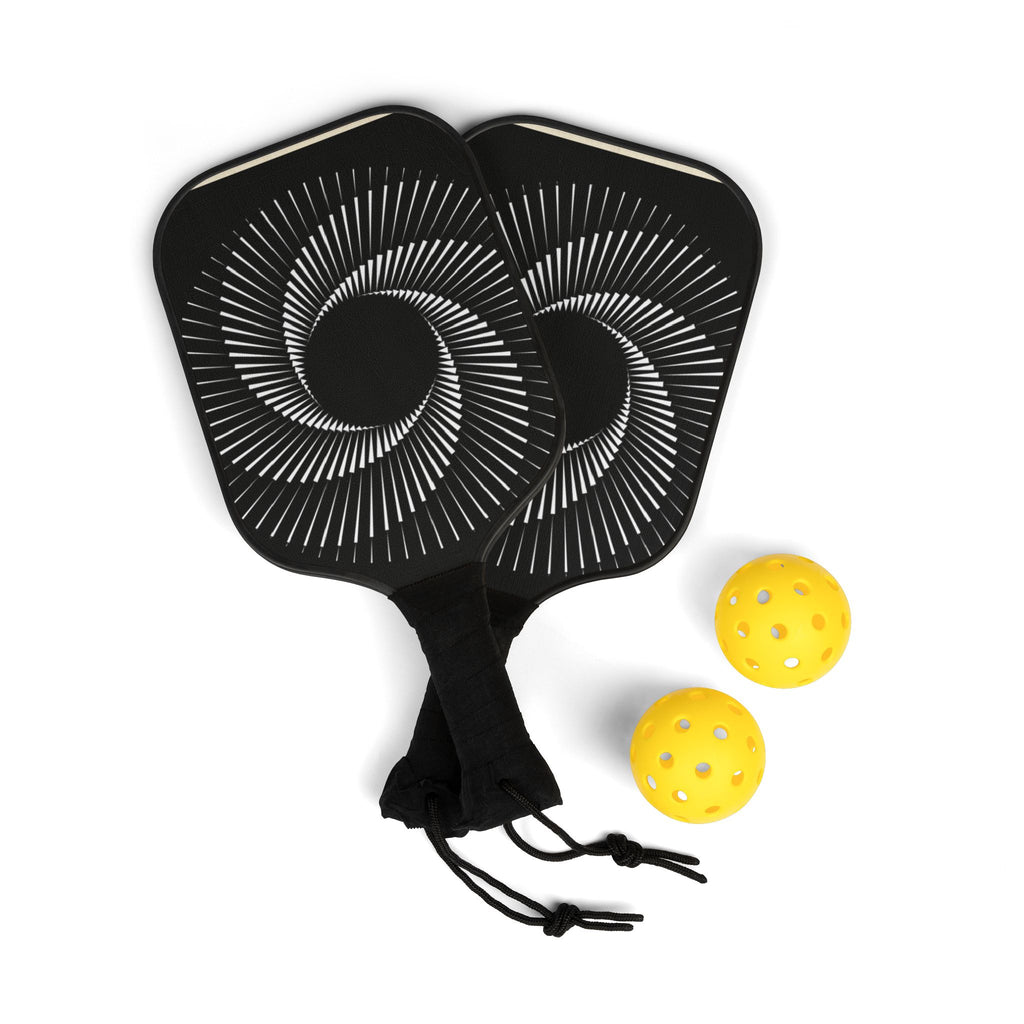 Pickleball Paddles Set — Black Spiral Design Paddle Kit with 2 Balls