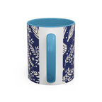 Nordic Reindeer Pattern Accent Coffee Mug — Blue Holiday Tea Cup (11/15oz)