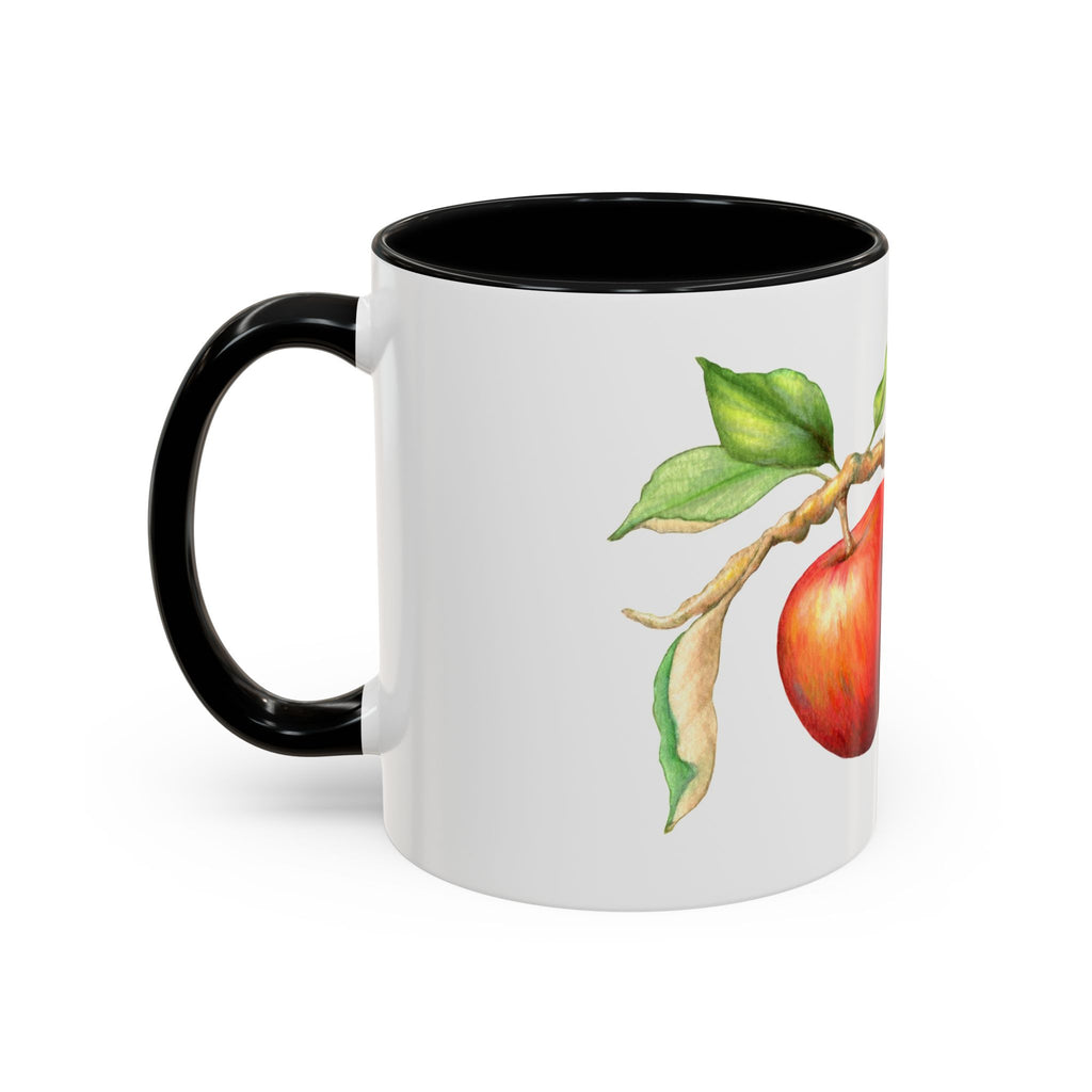 Apple Branch Accent Coffee Mug — Watercolor Fruit Kitchen Mug (11/15oz)