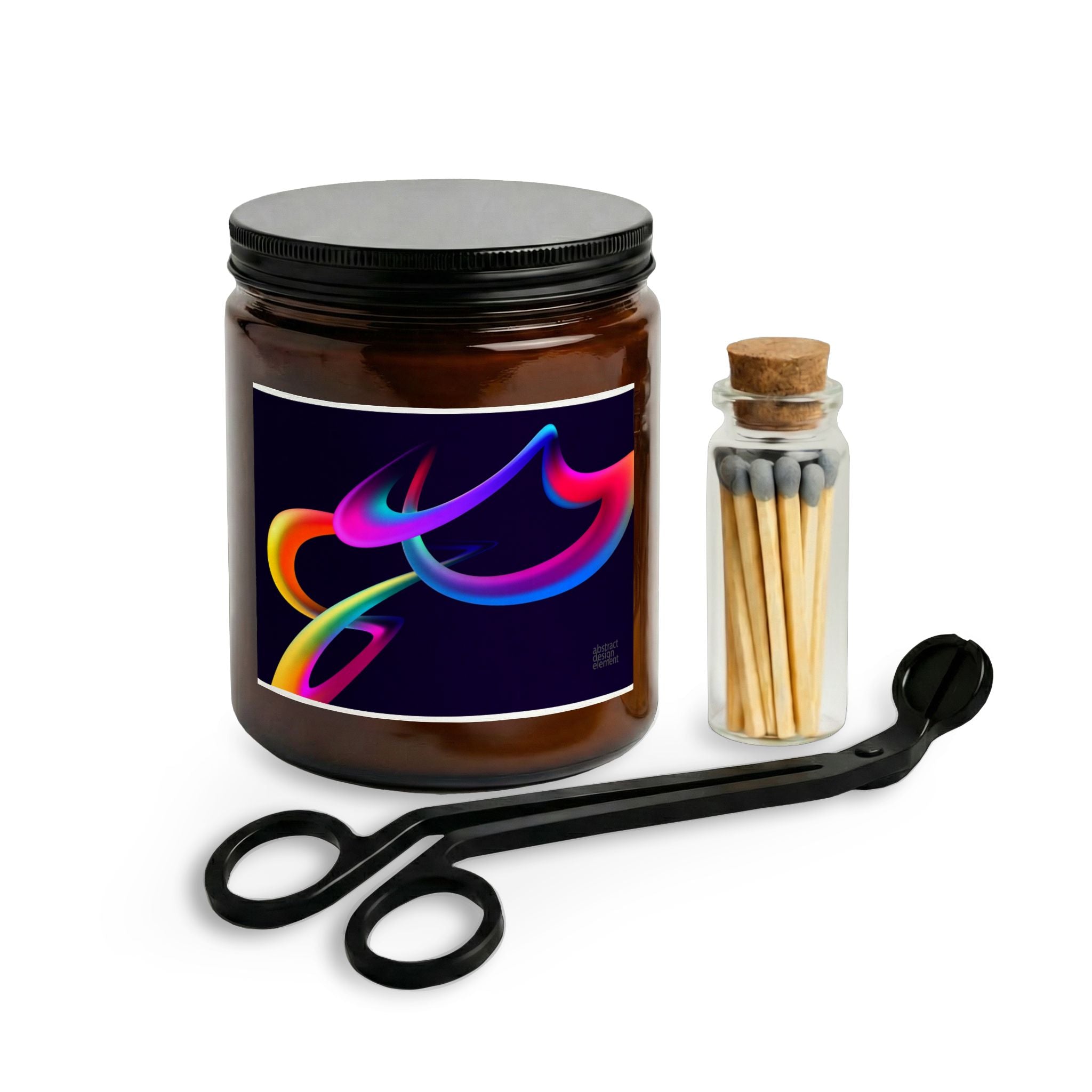 Abstract Neon Swirl Candle Set with Matches & Wick Trimmer