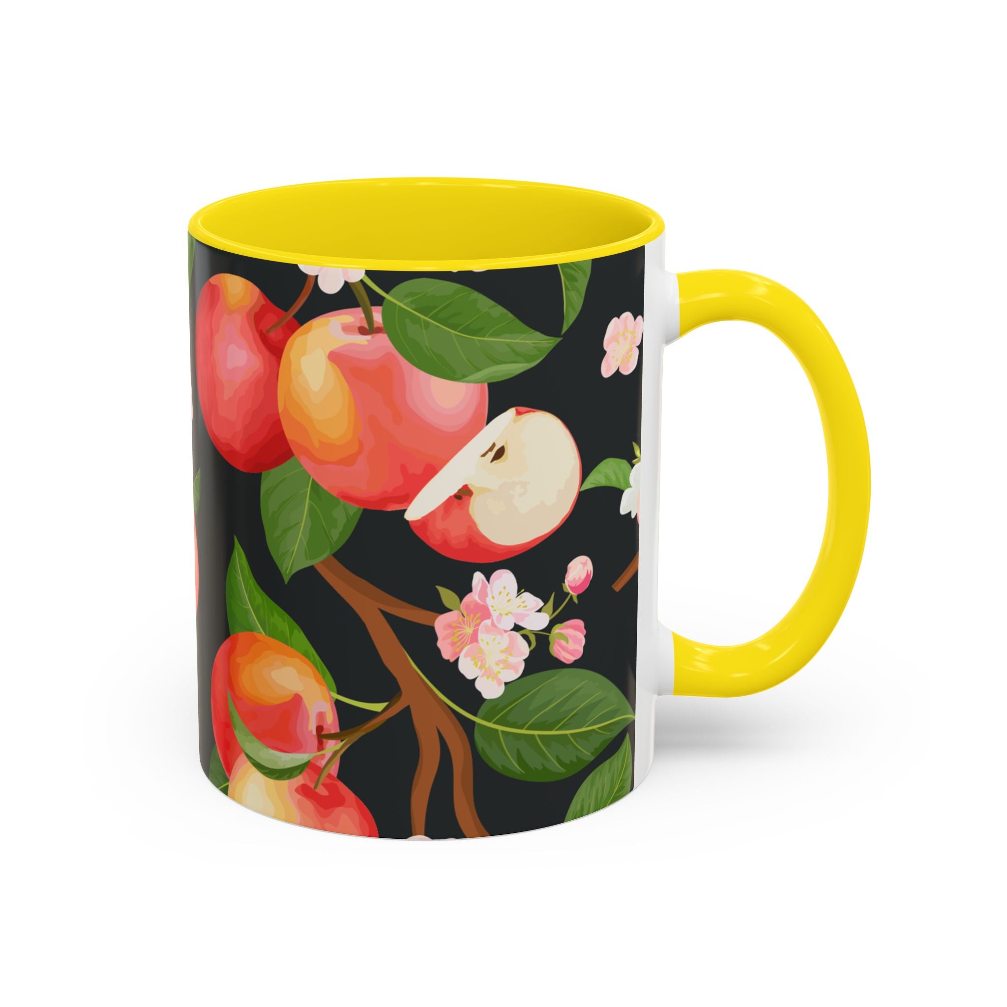 Apple Blossom Accent Coffee Mug – Floral Fruit Ceramic Mug (11/15oz)