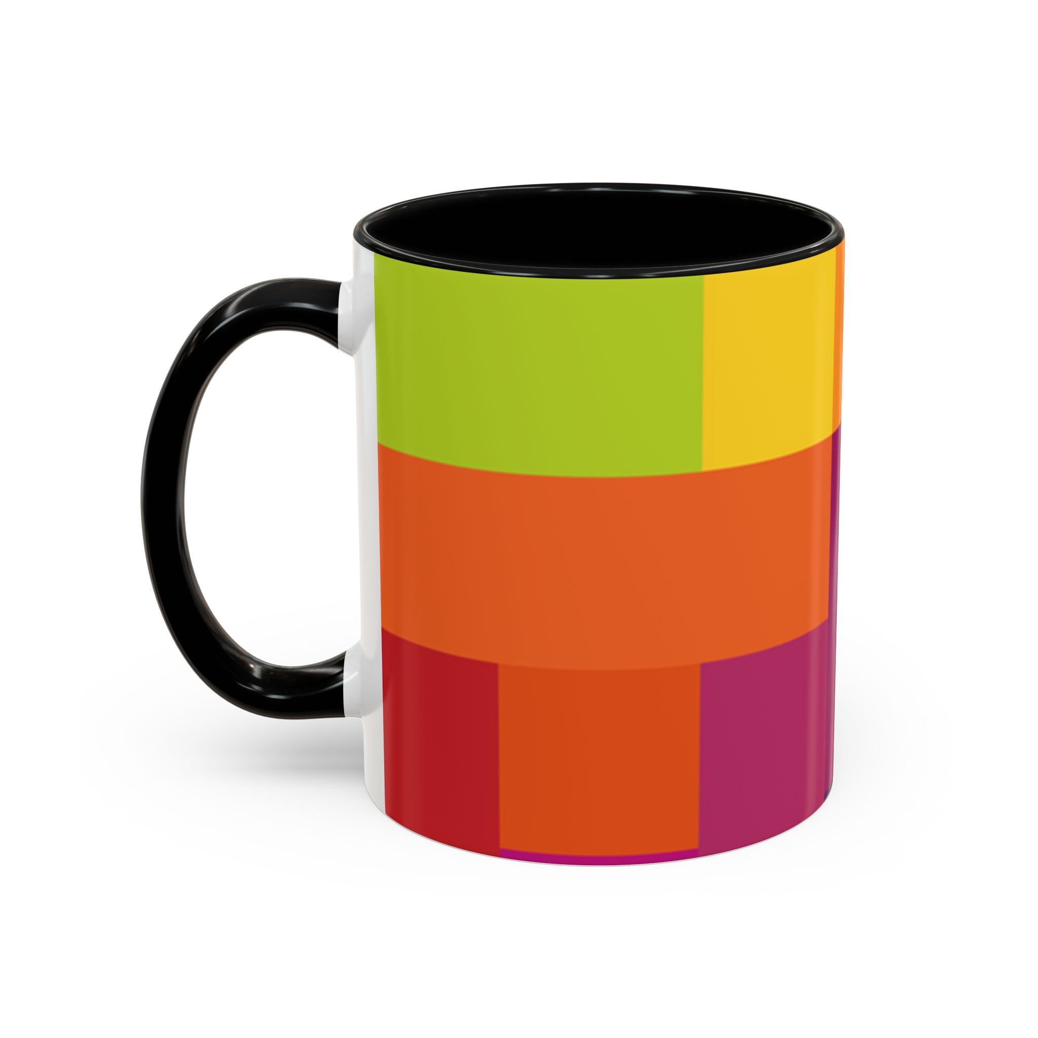 Color Block Accent Coffee Mug — Bright Geometric Pattern