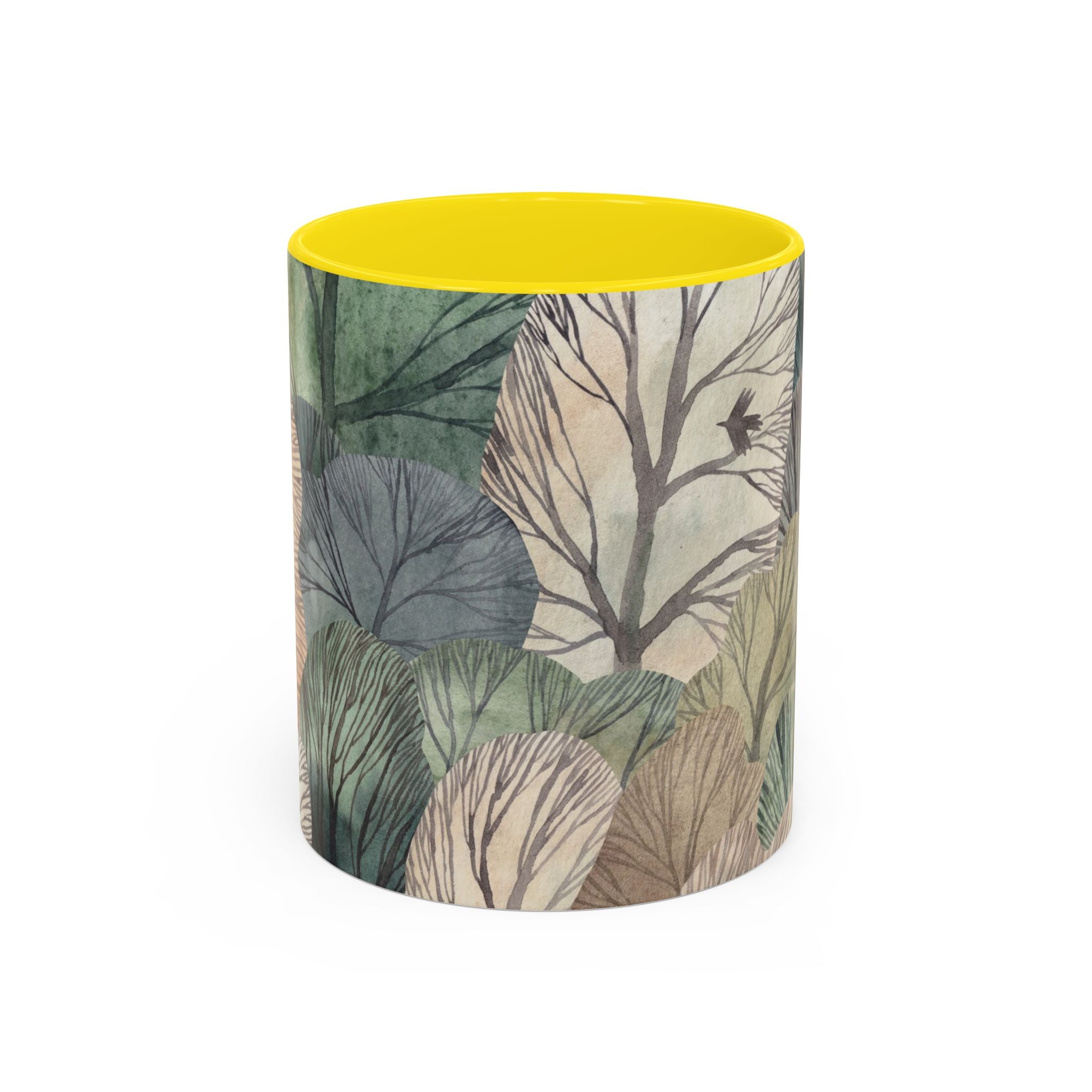 Botanical Woodland Coffee Mug — Earthy Leaf Pattern Accent Mug (11/15oz)