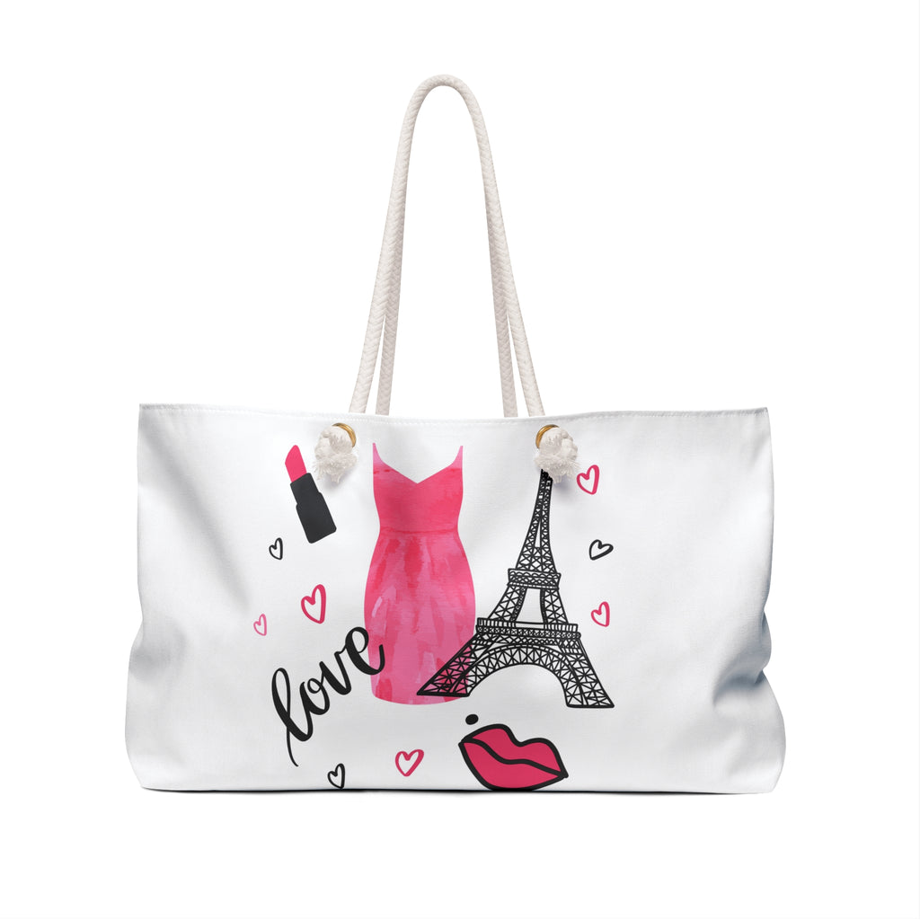 Parisian Dress & Eiffel Tower Weekender Bag | Love Lipstick Hearts