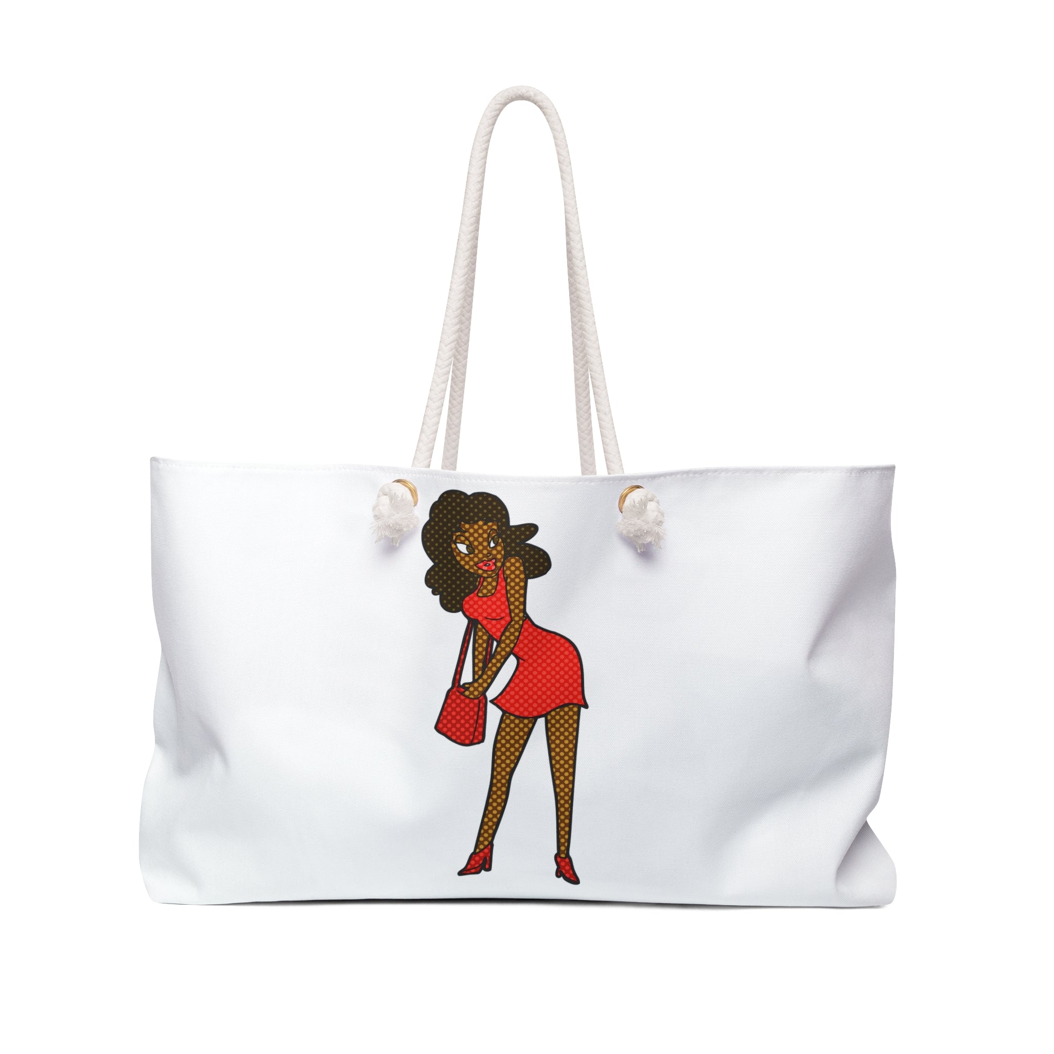 Flirty Pin-Up Girl Weekender Bag | Retro Red Dress Travel Tote