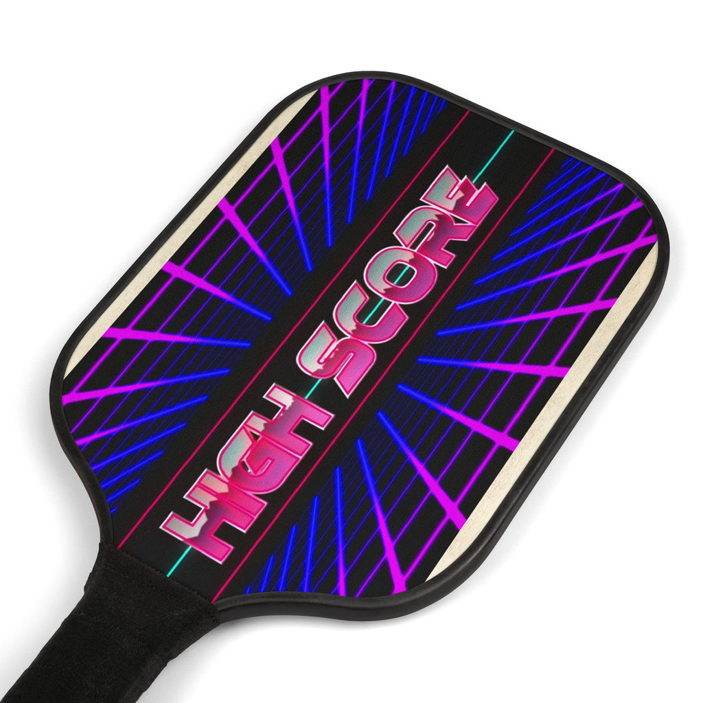 Pickleball Paddle Set — Retro Neon "High Score" Design (2 Paddles + 2 Balls)