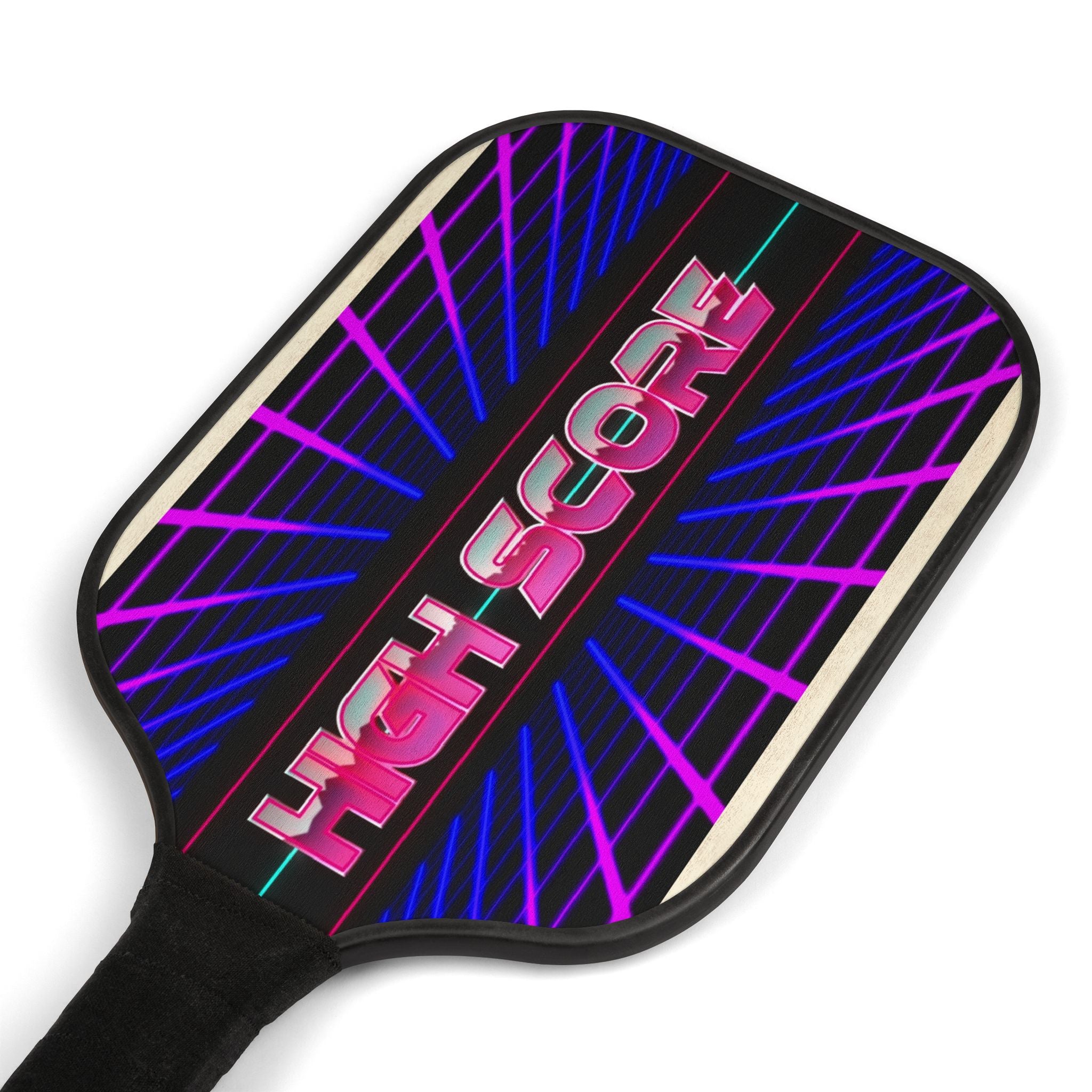 Pickleball Paddle Set — Retro Neon "High Score" Design (2 Paddles + 2 Balls)