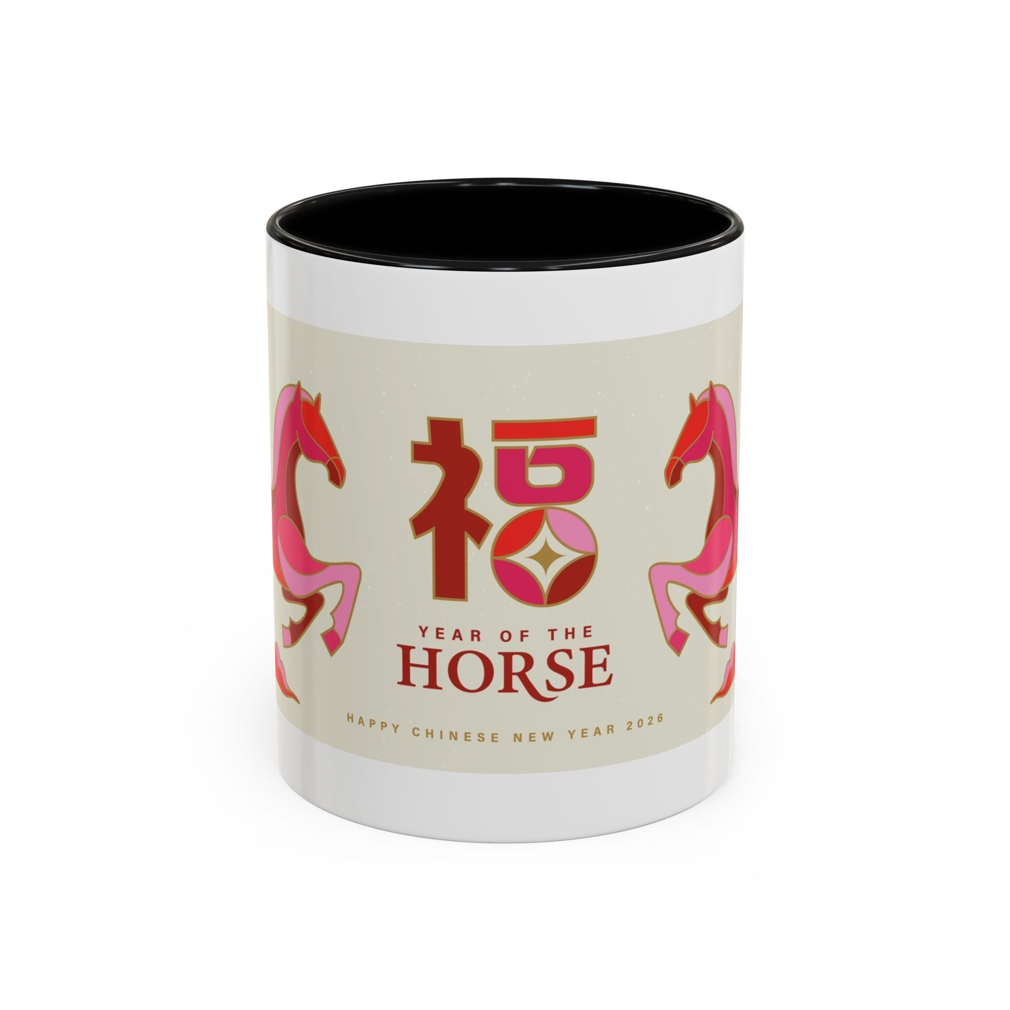 Year of the Horse Accent Coffee Mug — Chinese New Year Lucky Horse Design (11/15oz)