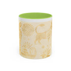 Golden Folk Art Coffee Mug — Animal Mask Pattern Accent Mug (11/15oz)