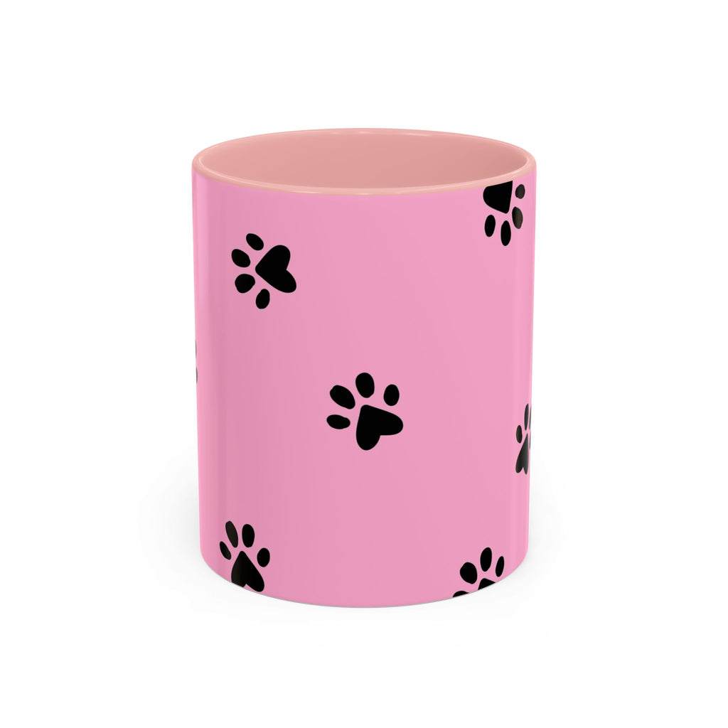 Pink Paw Print Coffee Mug – Cute Pet Lover Accent Mug (11/15oz)