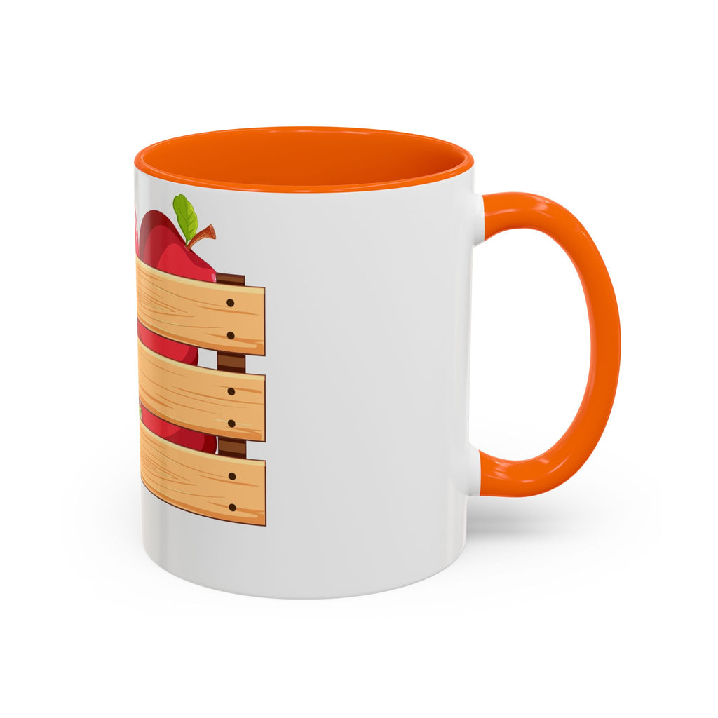 Apple Crate Accent Coffee Mug — Rustic Farmhouse Fruit Design (11/15oz)