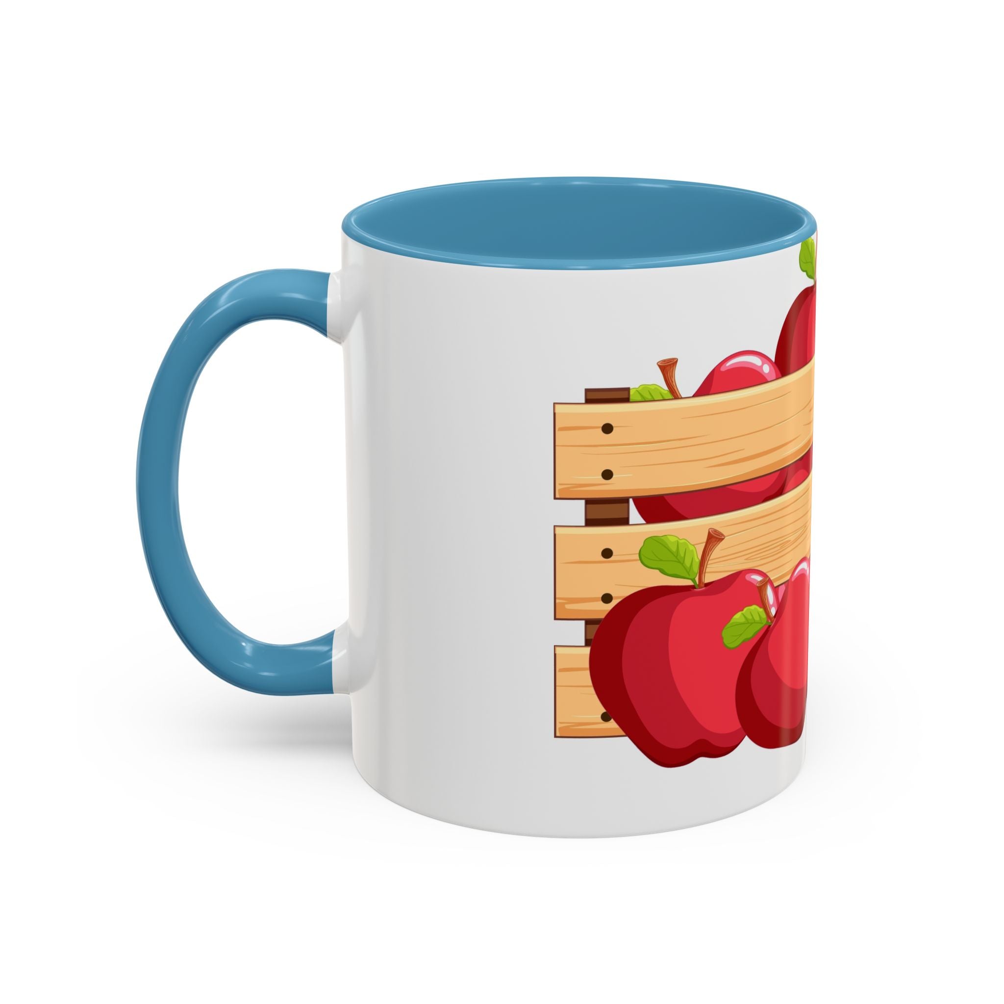 Apple Crate Accent Coffee Mug — Rustic Farmhouse Fruit Design (11/15oz)