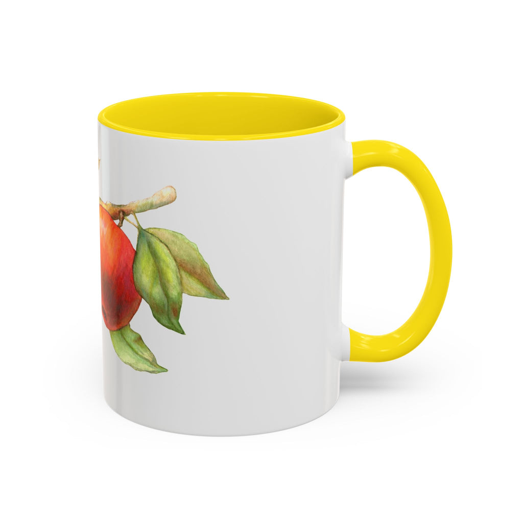 Apple Branch Accent Coffee Mug — Watercolor Fruit Kitchen Mug (11/15oz)