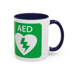 AED Heart Logo Accent Coffee Mug — CPR & Defibrillator Awareness Gift (11/15oz)