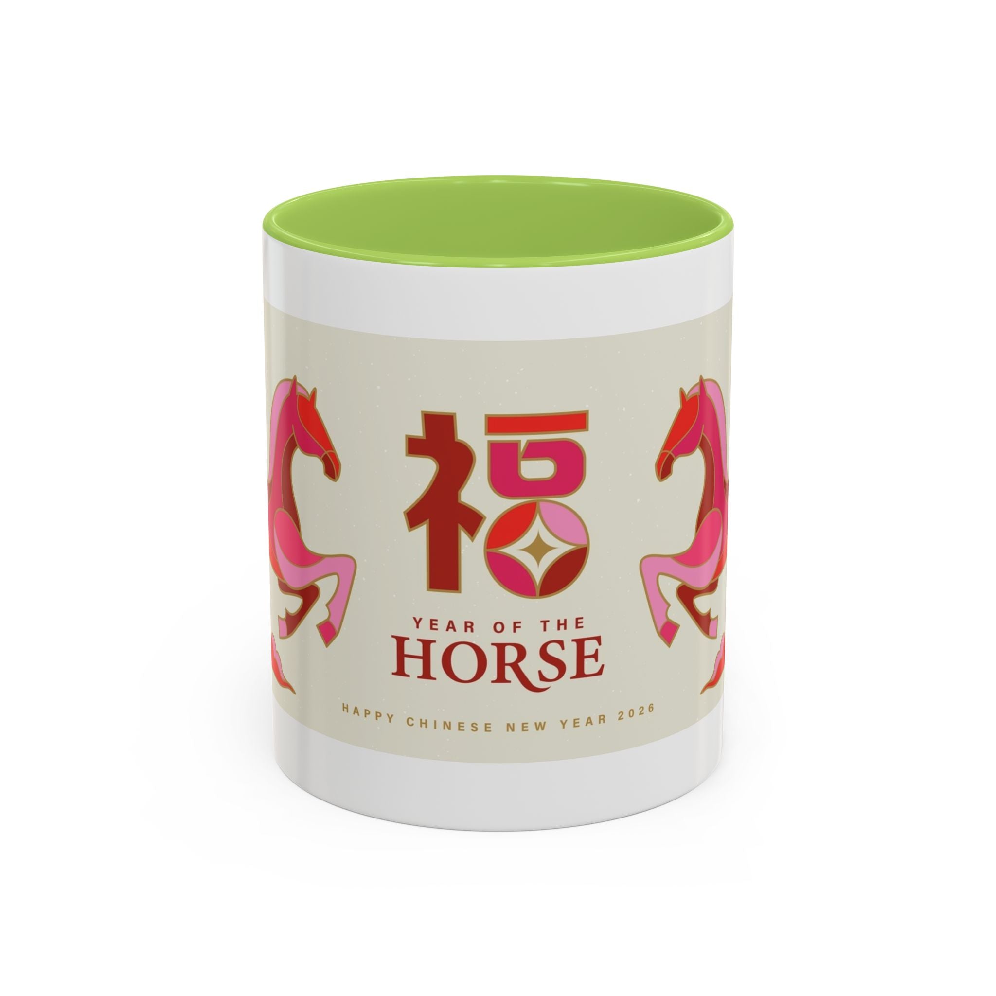 Year of the Horse Accent Coffee Mug — Chinese New Year Lucky Horse Design (11/15oz)