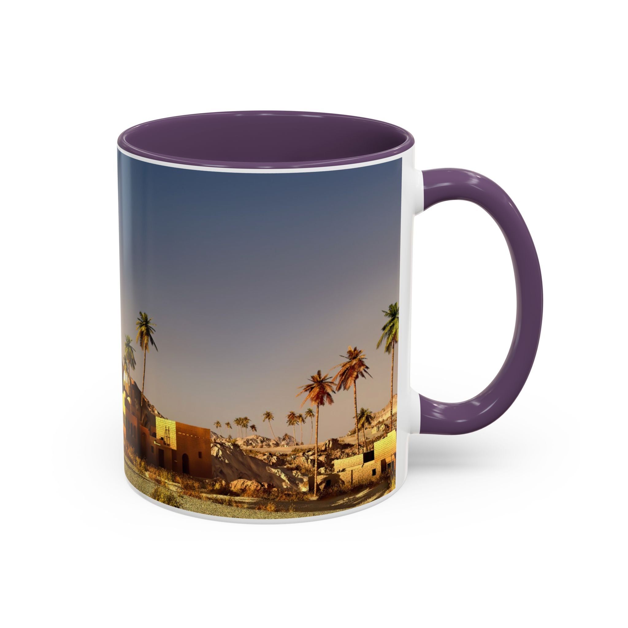 Desert Oasis Accent Coffee Mug – Palm Trees & Sunset Scenic Ceramic Mug (11/15oz)