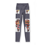 Robot Heart Graphic Leggings — Playful Cartoon Character Yoga Pants for Women