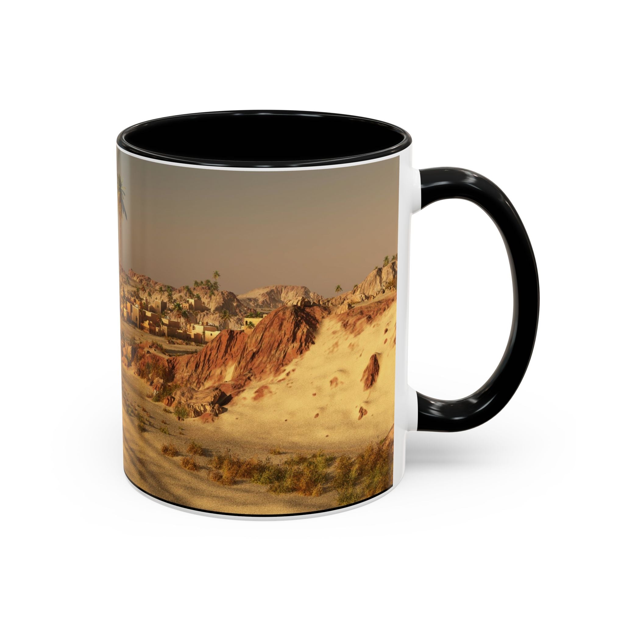 Desert Oasis Coffee Mug — Palm Trees & Sunset Scenic Accent Mug